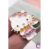 5li Hello Kitty Tasarım Rozet Pin Broş Seti - Hediyelik Çocuk Aksesuar Arkadaşa Çanta Yaka İğnesi