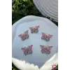 5li Pembe Mavi Degrade Kız Çocuk Kelebek Toka Seti - Dolgu Kanatlı Kelebekli Mini Pens Saç Tokası