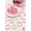 50li Günlük Kullanım Dayanıklı Kadın Lastik Toka Seti Pembe 4cm - Kadın Yumuşak Lastikli Saç Tokası