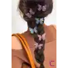 6lı Hareketli Renkli Kelebek Toka Seti 5cm - Tül Kanatlı Taşlı Kelebekli Toka Pens Klips Saç Tokası