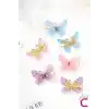6lı Hareketli Renkli Kelebek Toka Seti 5cm - Tül Kanatlı Taşlı Kelebekli Toka Pens Klips Saç Tokası