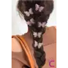 6lı Özel Seri Tül Kanatlı Taşlı Kelebek Toka Seti 5cm - Hareketli Renkli Kelebekli Pens Saç Tokası
