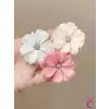 6lı Soft Papatya Çiçekli Saç Tokası - Beyaz Pembe Renkli Saç Süsü Klipsli Pens Toka Seti
