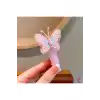 2li Pembe Mavi Tül Kelebekli Yaylı Spiral Makarna Toka - Kız Çocuk At Kuyruğu Saç Tokası