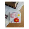 3lü Renkli Çiçekli Örgü El Yapımı Saçsız Bebek Tokası 3.5cm - Yenidoğan Az Saçlı Klipsli Toka Seti