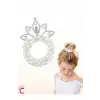 Su Damlası Kristal Taşlı İncili Kız Çocuk Prenses Tacı Lastikli Topuz Tokası - Parti Doğum Günü Taç