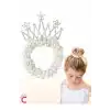 Prenses Taç İncili Yıldızlı Taşlı Lastikli Elastik Topuz Tokası - Kız Çocuk Tacı Doğum Günü Tokası