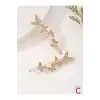 2li Zirkon Taşlı Gold Kelebekli Kıstırmalı Yan Saç Tokası 6cm - Modern Topuz Tokası Klipsli Toka
