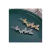 2li Zirkon Taşlı Gold Kelebekli Kıstırmalı Yan Saç Tokası 6cm - Modern Topuz Tokası Klipsli Toka
