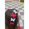 6lı Kırmızı Beyaz Taşlı Hareketli Tül Kelebekli Pens Toka Seti 5cm- 23 Nisan 29 Ekim Bayramı Tokası