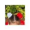2li Kırmızı Beyaz Kurdele Çiçekli 23 Nisan Lastikli Topuz Tokası 7cm - 29 Ekim Bayramı Saç Tokası