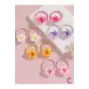 10lu Plumeria Çiçekli Dayanıklı Renkli Kız Çocuk Lastik Toka - Gür Saç Esnek Lastikli Saç Tokası