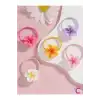 10lu Plumeria Çiçekli Dayanıklı Renkli Kız Çocuk Lastik Toka - Gür Saç Esnek Lastikli Saç Tokası