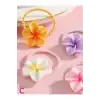 10lu Plumeria Çiçekli Dayanıklı Renkli Kız Çocuk Lastik Toka - Gür Saç Esnek Lastikli Saç Tokası