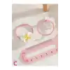 10lu Plumeria Çiçekli Dayanıklı Renkli Kız Çocuk Lastik Toka - Gür Saç Esnek Lastikli Saç Tokası