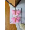 2li Pembe Tüllü Kanatlı Renkli Kelebek Toka Seti 5cm - Kelebekli Toka Pens Klipsli Saç Tokası