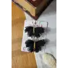 2li Şık Siyah Tül Kanatlı Gold Detaylı Kelebek Toka Seti 5cm - Kelebekli Toka Pens Klips Saç Tokası
