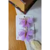 2li Mor Tül Kanatlı Gold Detaylı Kelebek Toka Seti 5cm - Kelebekli Toka Pens Klips Saç Tokası