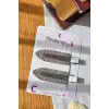 2li Zirkon Taş İşlemeli Şık Hediyelik İz Yapmayan Pens Klipsli Saç Makyaj Tokası 6cm Gümüş Metal