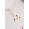 Kalp Tasarım Şık Kadın Gold U Topuz Tokası 13cm - Hediyelik Saç Toplama Çubuğu Metal Çubuk Toka