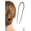 Twist Model French Pin Kadın Gümüş Metal Topuz Tokası 12.5cm - Modern Çubuk Toka Saç Topuz Çubuğu