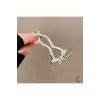 Fiyonk Kurdele Tasarım Kadın Metal Topuz Tokası Gümüş 12cm - Şık Günlük U Çubuk Toka Saç Çubuğu