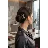Fiyonk Kurdele Tasarım Kadın Metal Topuz Tokası Gümüş 12cm - Şık Günlük U Çubuk Toka Saç Çubuğu