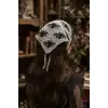 Retro Gotik Yarasa Motifli El Örgüsü Saç Bandanası - Tatil Günlük File Örme Üçgen Bandana