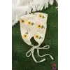 Zarif Yapraklı Ayçiçeği Dantel İşlemeli Kadın Üçgen Saç Bandanası - Bohem File Örgü Örme Bandana