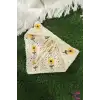 Zarif Yapraklı Ayçiçeği Dantel İşlemeli Kadın Üçgen Saç Bandanası - Bohem File Örgü Örme Bandana