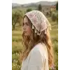 Retro Bohem Tarz Gül Kurusu Papatya Püsküllü Crochet Bandana - El Örgüsü Örme Üçgen Saç Bandanası