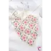 Pastel Tonlu Çiçekli Dantel İşlemeli Bohem Örme Üçgen Bandana - Hediyelik Yazlık Örgü Saç Bandanası