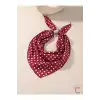 Bordo Saten Puantiyeli Fular Saç Bandanası - Retro Vintage Kadın Aksesuarı Saç Bandı