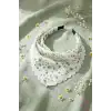 Mint Yeşili Çiçekli Beyaz Dantelli Yazlık Bohem Taç Bandana - Üçgen Saç Bandanası Saç Bandı Toka