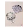 Mint Yeşili Çiçekli Beyaz Dantelli Yazlık Bohem Taç Bandana - Üçgen Saç Bandanası Saç Bandı Toka