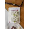 Vintage Sedefli İncili Müge Çiçeği Sallantılı Fiyonk Toka Seti 5.5cm - Bayram Doğum Günü Saç Tokası