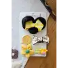5li Özel 3D Fiyonk Postişli Sarı Pötikare Mini Taçlı Gülen Yüz Papatya Az Saçlı Saçsız Bebek Tokası