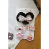 5li Özel 3D Pötikare Fiyonklu Postişli Tavşan Çiçek Dondurmalı Pembe Saçsız Yenidoğan Bebek Tokası