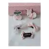 5li Özel Seri Soft Pembe Tül Fiyonk Sevimli Tavşanlı Kirazlı Az Saçlı Yenidoğan Saçsız Bebek Tokası