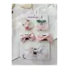 5li Özel Seri Soft Pembe Tül Fiyonk Sevimli Tavşanlı Kirazlı Az Saçlı Yenidoğan Saçsız Bebek Tokası