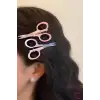 2li Soft Pembe Makas Tasarım Eğlenceli Pens Toka 8cm - Hediyelik Y2k Gotik Klipsli Yan Saç Tokası
