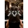 2li Sanatsal Piyano Tuşları Tasarım Sallantılı Müzik Notalı Dantelli Fiyonk Kurdele Pens Saç Tokası
