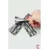 2li Sanatsal Piyano Tuşları Tasarım Sallantılı Müzik Notalı Dantelli Fiyonk Kurdele Pens Saç Tokası