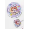 Tatlı Prenses Desenli Kız Çocuk Katlanabilir Çıtçıt Çantalı Yuvarlak Mini Kore El Yelpazesi 20cm