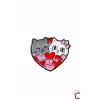 Full of Love Sevimli Kalpli Kedi Pin Broş - Hediyelik Aşk Sevgili Arkadaş Çanta Şapka Süsü Rozeti