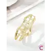 Geometrik Tasarım Gold Kadın Metal Mandal Toka 11 cm - Yeni Trend Zarif Mandallı Saç Topuz Tokası