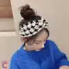 Kadın Kışlık Örgü Kafa Bandı Saç Bandana Siyah Beyaz - Geniş Rahat Günlük Kullanım Makyaj Bandanası
