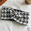 Kadın Kışlık Örgü Kafa Bandı Saç Bandana Siyah Beyaz - Geniş Rahat Günlük Kullanım Makyaj Bandanası