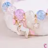 Kalpli Yıldızlı Unicorn Aytaşı Boncuklu Kız Çocuk Bileklik - Doğum Günü Hediyesi Hediyelik Aksesuar