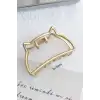 Kedi Model Kadın Gold Metal Mandal Toka - Orta Boy Sıkı Toplayan Lüks Mandal Saç Tokası